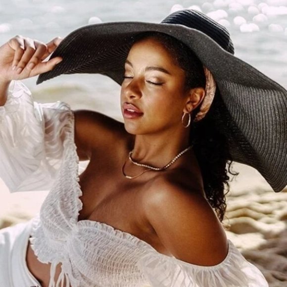 MODA ME COUTURE Accessories - black  huge oversized wide brim straw hat